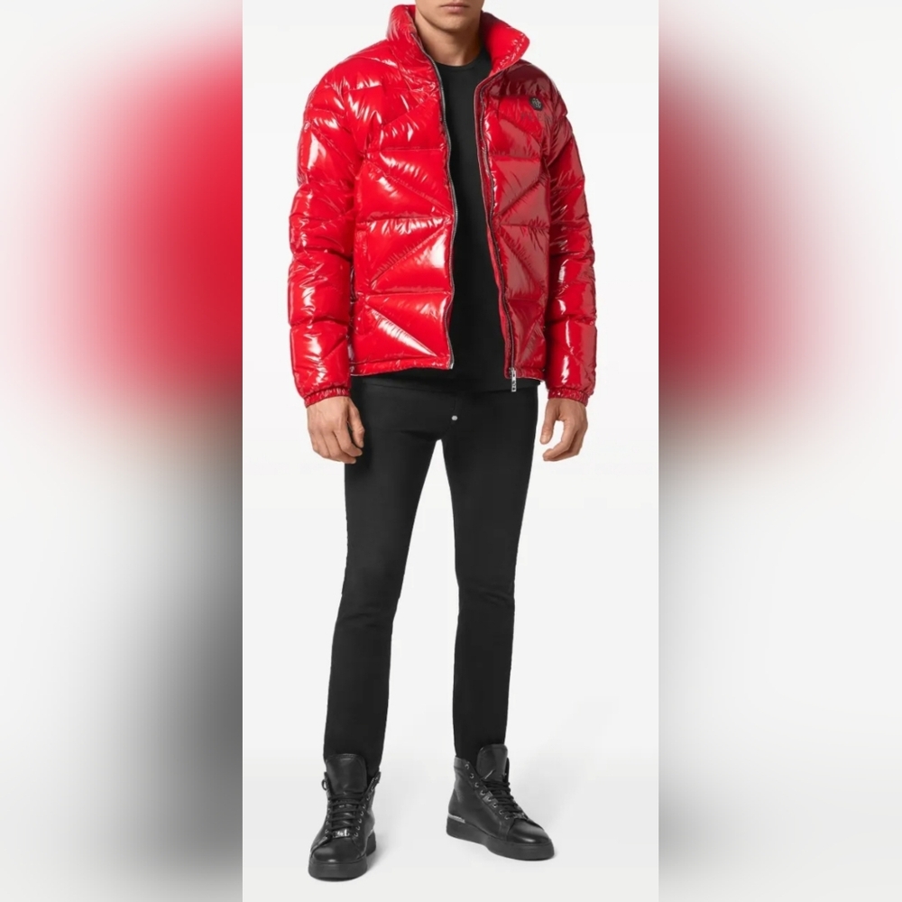 Philipp Plein FIRE! NWT! The Quilted Hexagon Jacket in Red. Sz XXL. R2S!